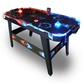 Carromco Airhockey Tisch Fire & Ice - Air Hockey Spieltisch mit LED Lichteffekten - LED Air Hockey mit belüftetem Spielfeld, beleuchteten Pucks und elektronischem Punktezähler - Gewicht 18 kg