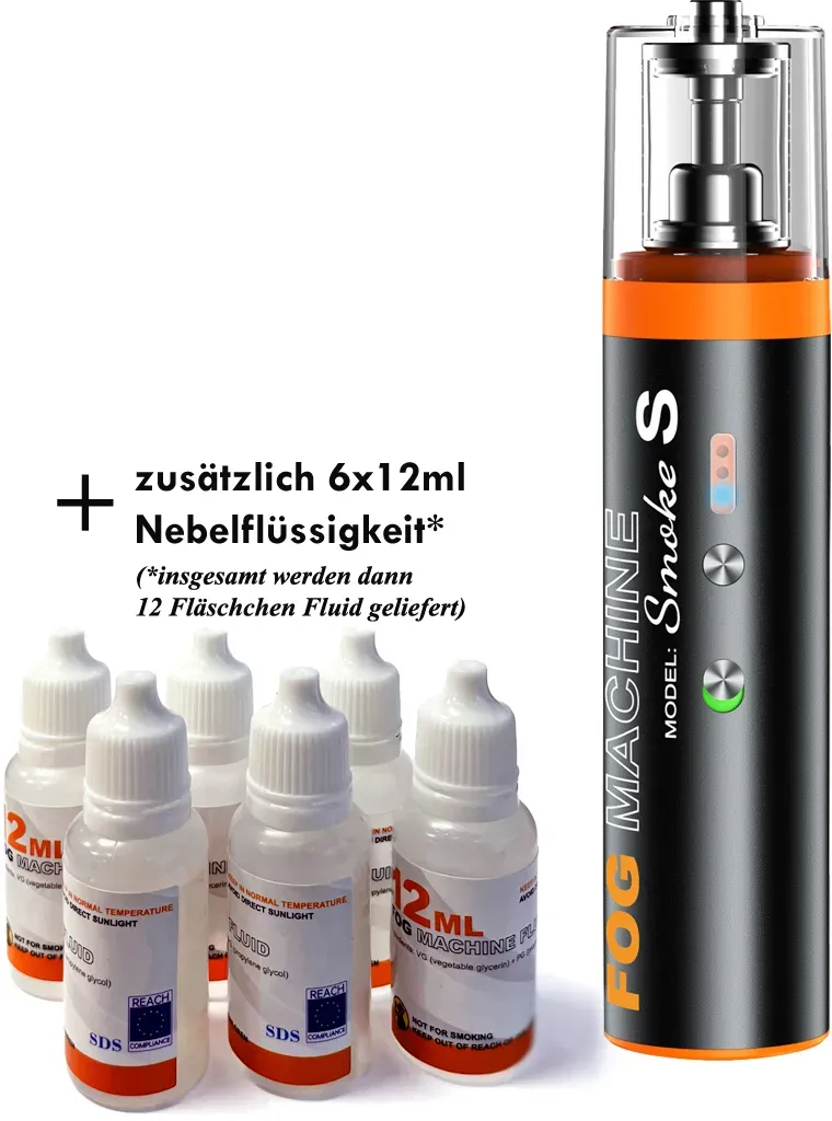 Lensgo SmokeS Fog Mashine Nebelmaschine SET + 6x12ml Nebel-Flüssigkeit