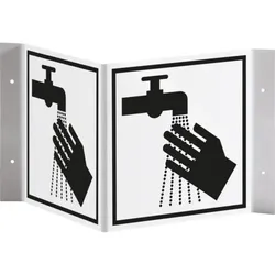 Schild I Tür-Nasenschild Piktogramm Hände waschen, Kunststoff, 150x150mm