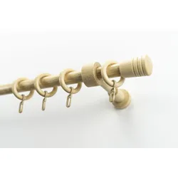 Gardinenstange GARESA "Sandri Vollrund, Endknopf Verus", beige (natur), L:220cm, Holz, Gardinenstangen, Vorhanggarnitur aus Holz, verlängerbar, mit Ringe