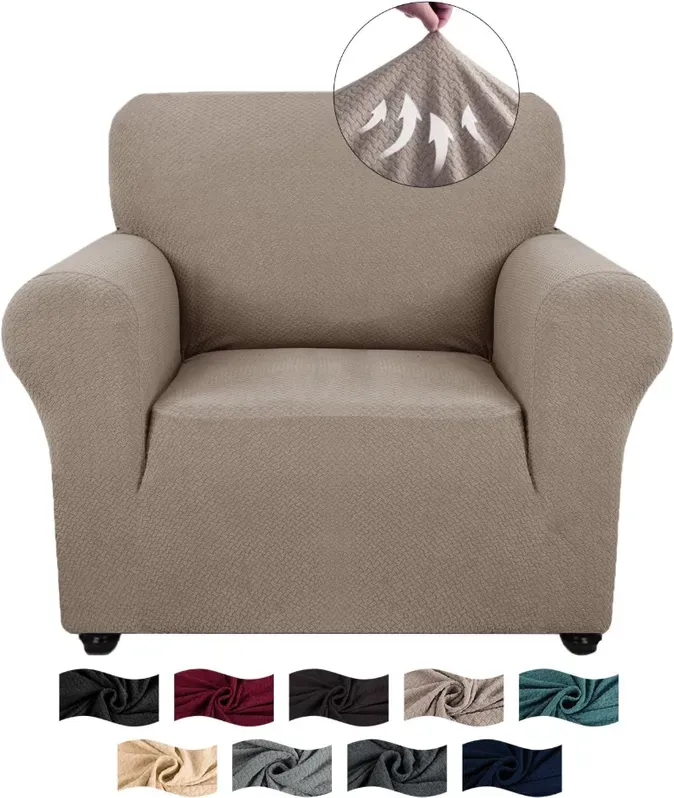 【3 € Rabatt ab 10 €】YSTYLE Stretch-Sofahusse, Couchbezüge für Sofa, Möbelschutz für Sofa mit elastischem Gummizug unten, 1-Sitzer, SJ, Khaki
