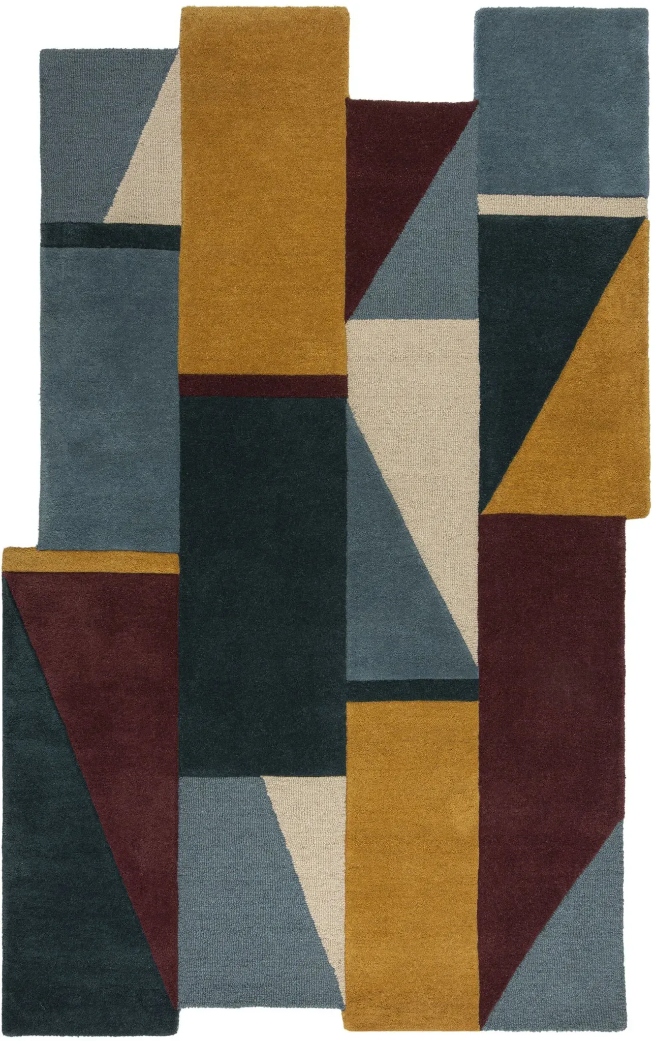 Wollteppich FLAIR RUGS "Shuffle Shaped", bunt, B:120cm H:10mm L:180cm, Wolle, Teppiche, Shuffle-förmiger Wollteppich