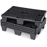 BRB-Lagertechnik Brb 5x Kunststoffpalette im halben Euromaß, 800x600x140 mm, schwarz, durchbrochen