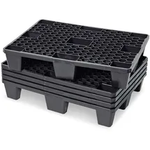 BRB-Lagertechnik Brb 5x Kunststoffpalette im halben Euromaß, 800x600x140 mm, schwarz, durchbrochen