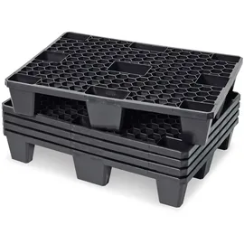 BRB-Lagertechnik Brb 5x Kunststoffpalette im halben Euromaß, 800x600x140 mm, schwarz, durchbrochen