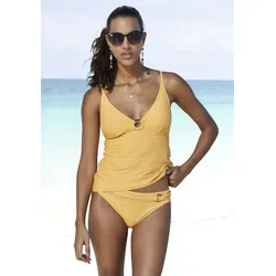 Tankini-Top S.OLIVER "Rome", Damen, Gr. 42, Cup A/B, gelb, Polyamid, unifarben, Bikini-Oberteile, in verschiedenen Unifarben