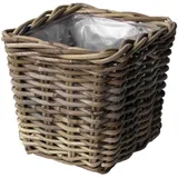 Van der Leeden Quadratischer Korb - Rattan, Grau)