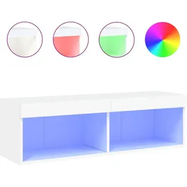 vidaXL TV-Schrank mit LED-Leuchten 100x30x30 cm Weiß Holz