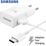 Original Samsung Netzteil Schnell Ladegerät + USB C Ladekabel EP-TA200 Fast Charger Datenkabel Netzladegerät Ladeadapter Galaxy S9 S10 S20 / S20 ... - Weiß