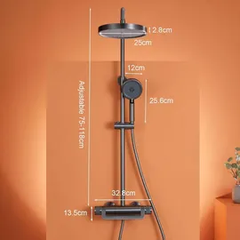 ESIP Duschsystem mit Thermostat Gold 3 Funktions Duscharmatur Komplettset Duschset Regendusche Set mit Armatur Wasserfall, Messing
