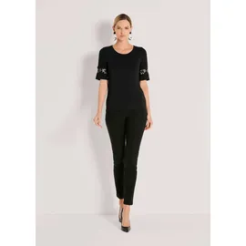 Madeleine Kurzarmshirt MADELEINE "Shirt Sommerliches Shirt mit Spitzendetail", Damen, Gr. 34, schwarz, Obermaterial: 95% Viskose CV. 5% Elasthan EL., Modern, normal, Shirts