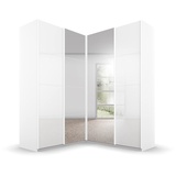 RAUCH Quadra Eckschrank inkl. Türendämpfer, mit Glas-/Spiegeltüren, Weiß, 4-trg. Spiegel, 2 Kleiderstangen, 12 Einlegeböden, BxHxT 181x229x187 cm