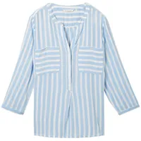 Tom Tailor Bluse Mit 3/4-ärmeln Offwhite Blue Vertical Stripe