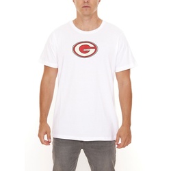 GRIND Inc Sport Logo Tee Herren Kurzarm-Shirt mit großem Logo-Print Baumwoll-T-Shirt GITR002 Weiß - S