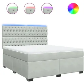 vidaXL Boxspringbett mit Matratze Hellgrau 180x200 cm Samt