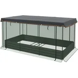 Hochbeet Aus Stahl Mit Vogelschutznetz, Dunkelgraues Gartenbeet Für Balkon & Terrasse, 230x110x110cm, Idealer Sonnenschutz