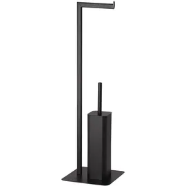 Gedy Felix Columna Toilettenpapierhalter und WC-Bürstenhalter, Mattschwarz
