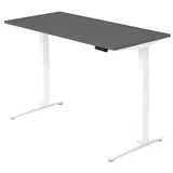 HAMMERBACHER XBHM16 elektrisch höhenverstellbarer Schreibtisch grafit rechteckig, C-Fuß-Gestell weiß 160,0 x 80,0 cm