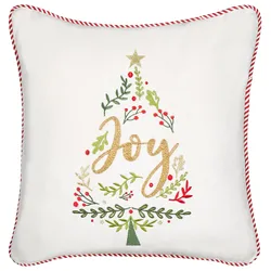 Dekokissen ECHEVERIA Samtstoff 45 x 45 cm Weiß Weihnachtsmotiv