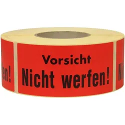 Transpak Warnetiketten Maße 145x70mm Papier rot Vorsicht Nicht werfen