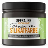 SEEBAUER diy Silikatfarbe Anthrazit 300ml für Innen (No. 102 Black Pearl) Atmungsaktive Mineralfarbe für Allergiker - Abwaschbare Wandfarbe - Anthrazittöne hohe Deckkraft