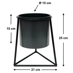 DanDiBo Blumenhocker mit Topf Metall Schwarz S 25 cm Blumenständer 96052 Blumensäule Modern Pflanzenständer Pflanzenhocker