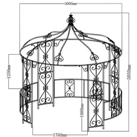 vente-unique Gartenpavillon 3 x 3 m Schwarz