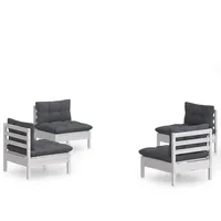 vidaXL 4-tlg Garten-Lounge-Set mit Anthrazit Kissen Kiefernholz