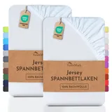 NatureMark 2er Pack Kinder Jersey Spannbettlaken, Spannbetttuch 100% Baumwolle in vielen Größen und Farben MARKENQUALITÄT ÖKOTEX Standard 100 | 70x140 cm - weiß