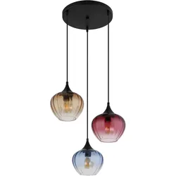 GLOBO LIGHTING Hängeleuchte "SANDER", schwarz (schwarz matt), Lampen, alle Gläser mit Farbverlauf
