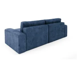 furnisell Eckcouch Cord mit Schlaffunktion 2-Sitzer Blau