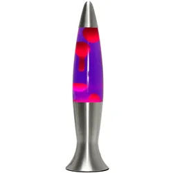 Licht-Erlebnisse Lavalampe ANGELINA Lila Rot Silber H:40cm inkl. G9 Leuchtmittel Retro Design stimmungsvolle Tischleuchte Wohnzimmer, LA552612