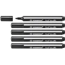 Stabilo - Gefederter Dreikant-Filzstift - Trio Scribbi - 5er Pack - schwarz