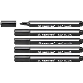 Stabilo - Gefederter Dreikant-Filzstift - Trio Scribbi - 5er Pack - schwarz