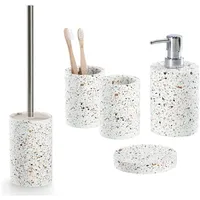 Zeller 5-teiliges Badaccessoire-Set Terrazzo - Zement