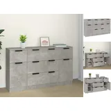 vidaXL 3-tlg. Sideboard-Set Betongrau Holzwerkstoff