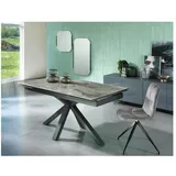 SOLOLED Ausziehbarer Tisch von 160 cm auf 240 cm, moderne Keramikplatte auf anthrazitfarbenem Marmor aus gehärtetem Glas