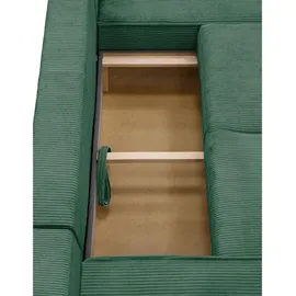 beautysofa Eckcouch Cordstoff U-Form mit Schlaffunktion 2-Sitzer Grün