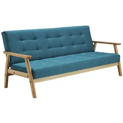 SalesFever Schlafsofa, Breite: 190 cm, petrolfarben/natur - blau