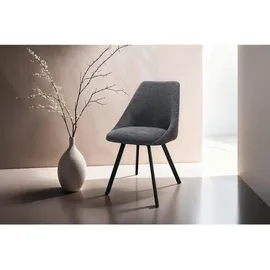 byLIVING Esszimmerstuhl Jasper 2er Set, Webstoff anthrazit Gestell schwarz