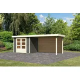 Karibu Gartenhaus Askola 3 mit 280 cm Schleppdach und Rückwand – 19 mm-242 x 217 cm-terragrau