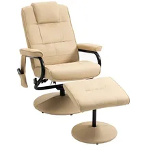 Homcom Massagesessel Kunstleder 84 x 95 x 77 cm Creme mit Hocker