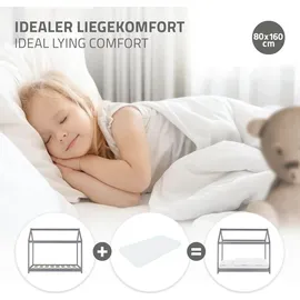 ML-Design Hausbett 80 x 160 cm Kiefer grau