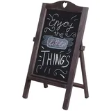 Mendler Werbetafel HWC-E51, Aufsteller Kreidetafel, 66x37x27cm Shabby-Look Vintage ~ grau-braun