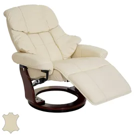 Robas Lund MCA Relaxsessel Calgary 2, Fernsehsessel Sessel, Echtleder 150kg belastbar ~ creme, Walnuss-Optik