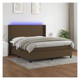 vidaXL Boxspringbett mit Matratze & LED Dunkelbraun 180x200 cm Stoff