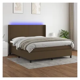 vidaXL Boxspringbett mit Matratze & LED Dunkelbraun 180x200 cm Stoff
