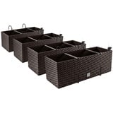 PAFEN 4X Blumenkasten Blumentopf Rattan-Optik mit Halterungen Pflanztopf Wasserstandsanzeiger Balkonkasten Pflanzkästen