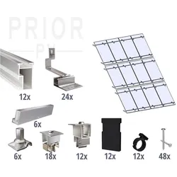 Prior PV Schrägdach-Montageset 3x4 Solarmodule
