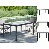 vidaXL Gartentisch 150x90x75 cm Gehärtetes Glas Poly Rattan Schwarz